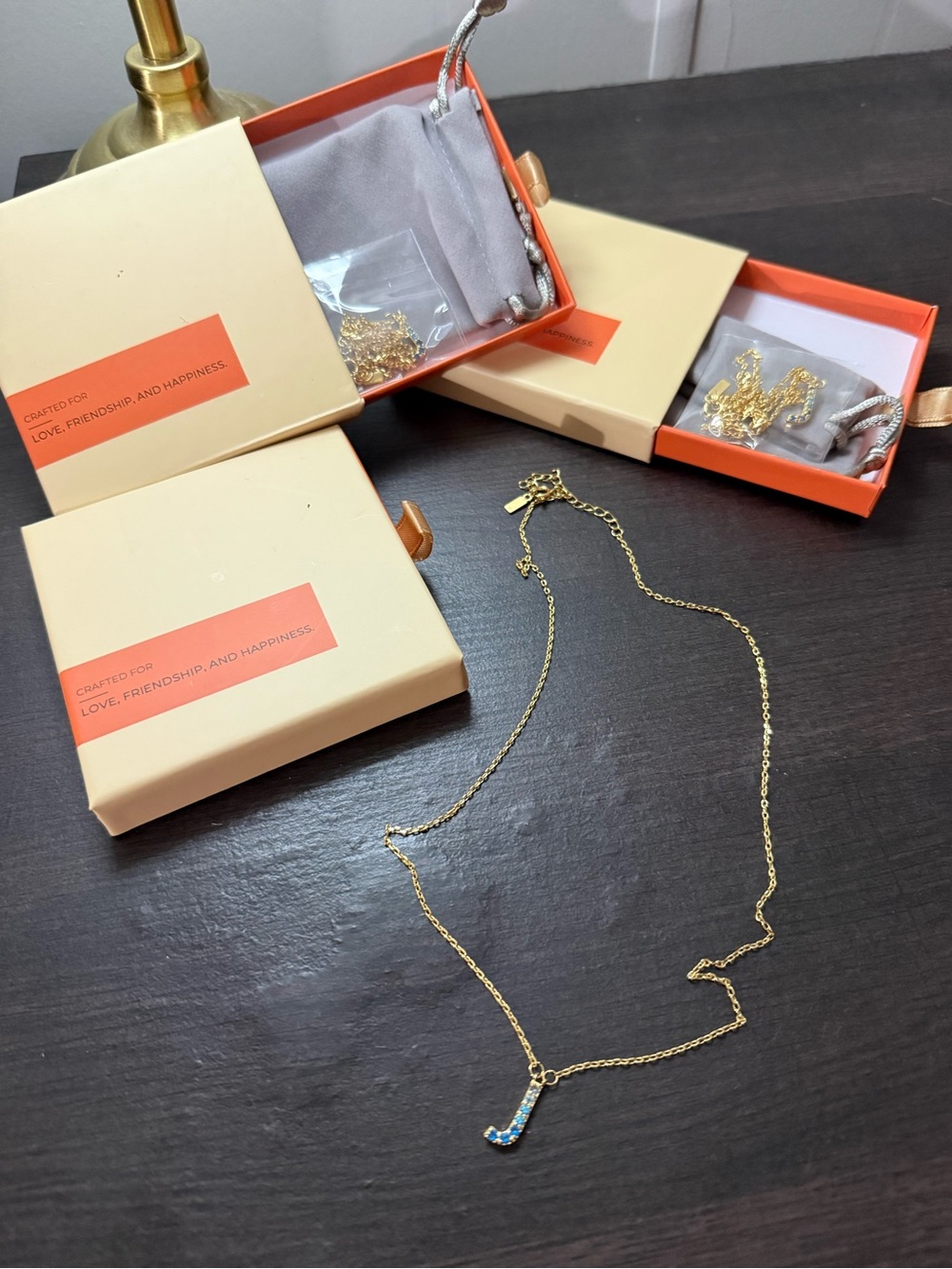 3 Pcs J initial Necklace Gold plated.